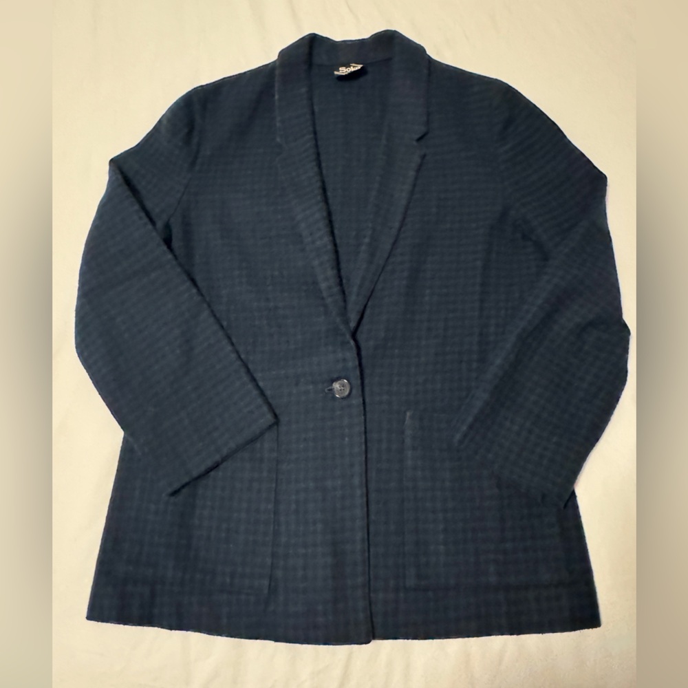 Soko Size 8 Vintage Plaid Blazer Green Black One Button Front